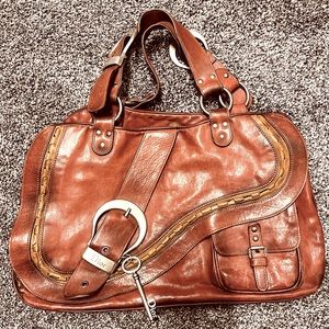 Vintage Christian Dior leather saddle bag